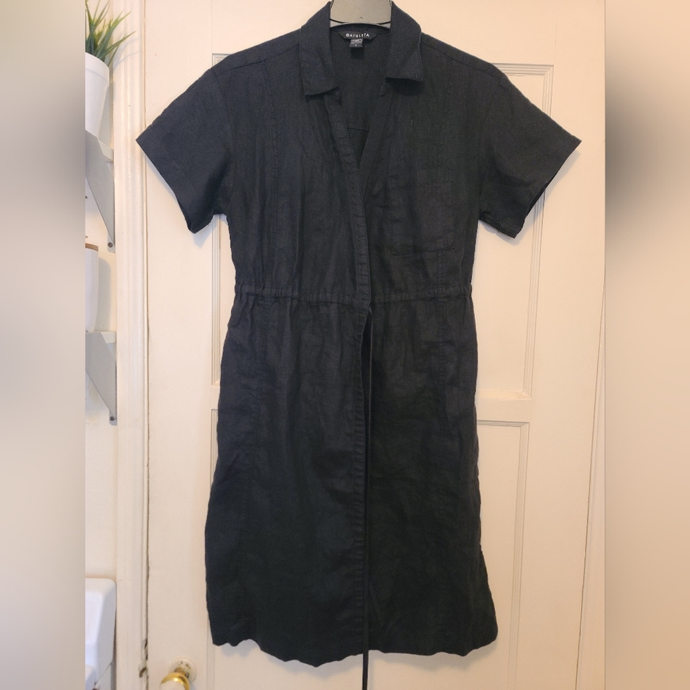 Athleta playa Black 100%linen